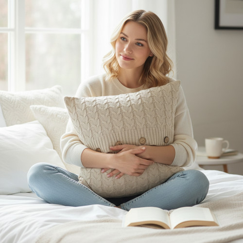 Cable knit throw pillow cover